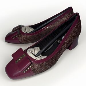 NIB Womens Spring Step Padova Tweed Bow Wine Work Dress Heel EU 36 US 5.5/6
